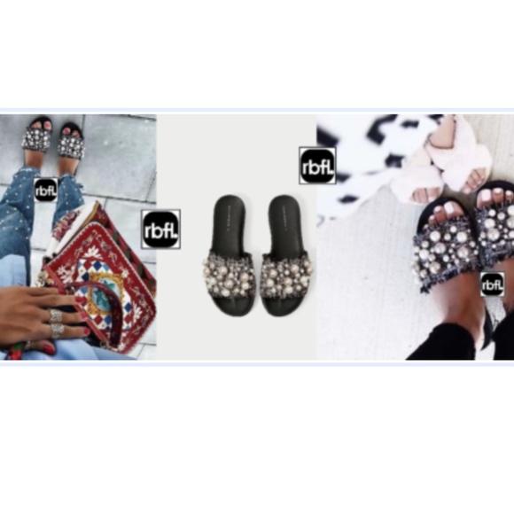 ZARA WOMAN SLIDES WITH PEARLS - Picture 4 of 11